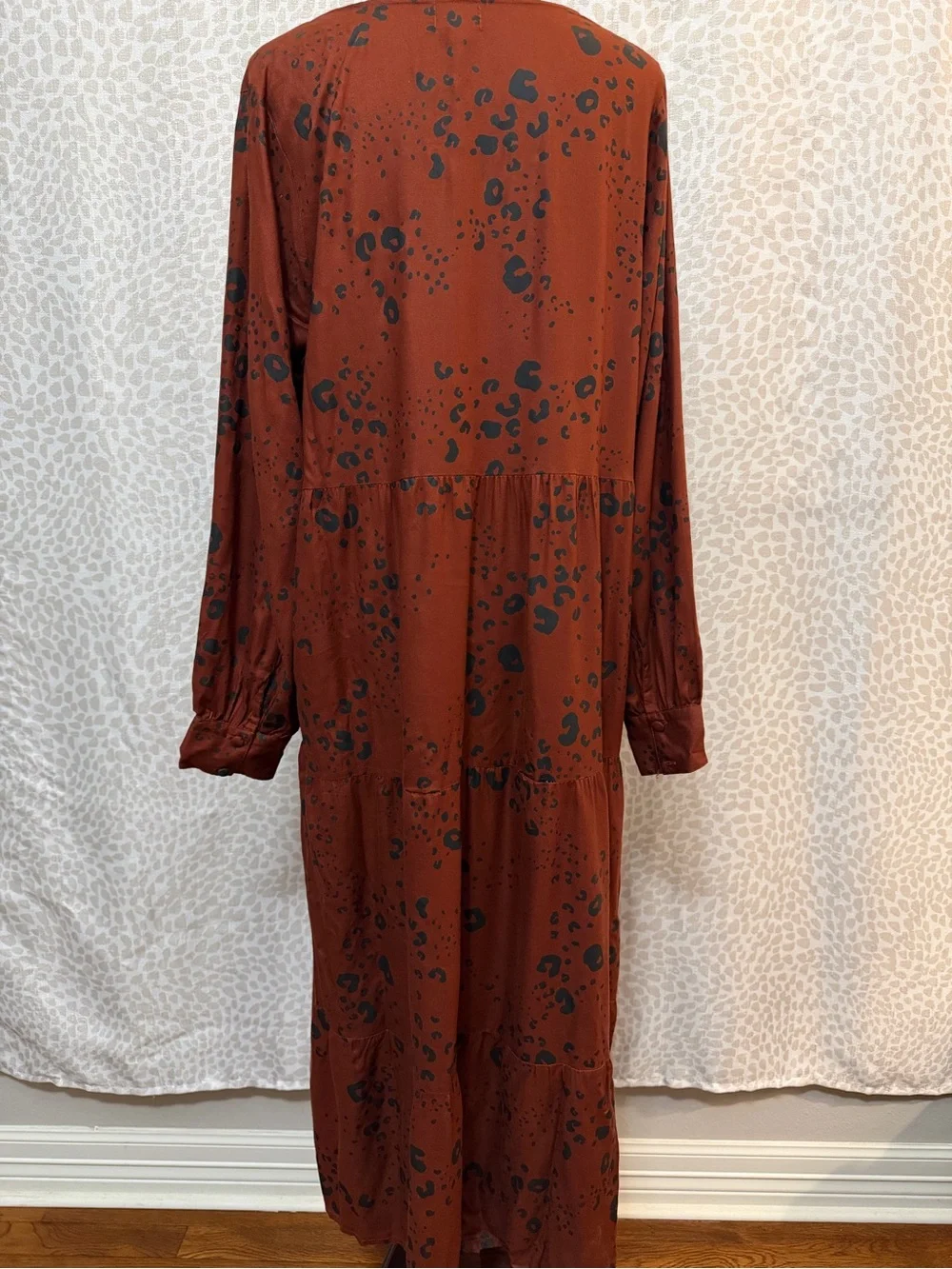 Mud Pie Rust Tiered Long Sleeve Maxi Dress